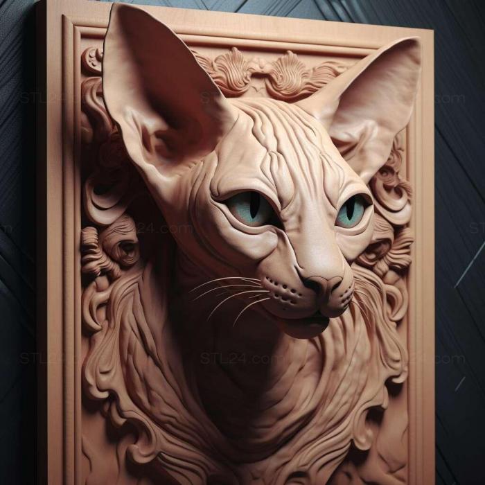 Nature and animals (Sphynx cat 1, NATURE_5157) 3D models for cnc